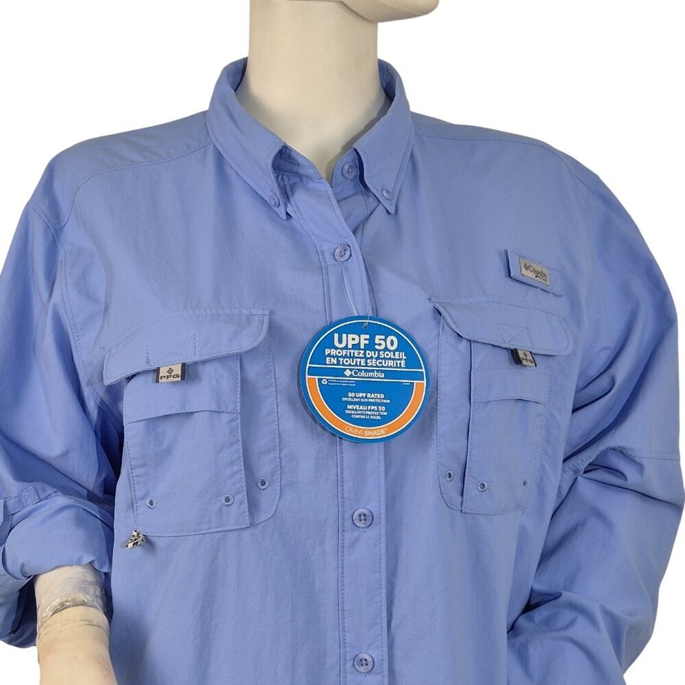 Columbia Women's Shirt Size 1X Button Up Blue PFG Fishing Omni Shade Top (20)